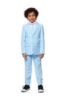 1 x RAW Customer Returns OppoSuits Cool Blue Solid Color Boys Suit - Prom and Wedding Party Outfit - Including Blazer, Pants and Tie - Blue - RRP €55.42