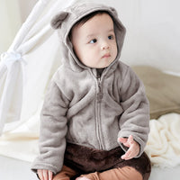 1 x RAW Customer Returns Volunboy Baby Boys Sherpa Fleece Jacket, Full Zipper Lined Hoodies Winter Coat Jacket 12-18 months, Grey, Size 80  - RRP €24.0