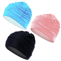 1 x Brand New N A THI2 Pleated Swim Cap for Long Hair, Non-Waterproof, Pack of 3 - RRP €20.4