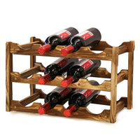 1 x RAW Customer Returns MAGIC SELECT Solid Wood Wine Rack for 12 Bottles, Vintage Rustic Wine Bottle Holder for Wine Bottles, Storage for Home, Cellar, Bar, Kitchen - RRP €19.52