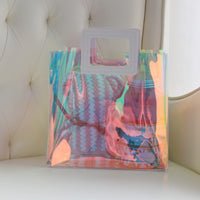 1 x RAW Customer Returns Holographic Small Gift Bag with Handle 21.5x20.5x10.5cm Clear Gift Bag Birthday for Her Women Gift Bag Reusable Gift Packaging - RRP €7.01