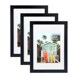 1 x RAW Customer Returns Kennethan picture frame black A4 set of 3 - with passepartout 15x20cm, photo frame with acrylic glass for hanging and standing up - RRP €20.16