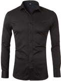 1 x RAW Customer Returns INFlATION Men s Shirt Made of Bamboo Fiber Environmentally Friendly Elastic Slim Fit for Leisure Business Wedding Pure Color Shirt Long Sleeve, DE S Label 40 , Black - RRP €29.23