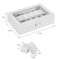 1 x RAW Customer Returns NORCEESAN watch box 12 watches white, watch box with glass lid watch box Madame, PU leather and velvet inner lining, watch storage, watch organizers, inner lining in white birthday - RRP €20.16