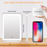 1 x RAW Customer Returns Famini LED Makeup Mirror with Light Travel Mirror, Rechargeable Travel Mirror with Lighting, 3-Color Lighting Dimmable Touch Screen Foldable Travel Makeup Mirror White  - RRP €12.99