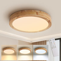 1 x RAW Customer Returns Baerolc LED ceiling light wood, 40 cm wooden ceiling lamp dimmable with remote control 3000K-6000K round ceiling light LED round wooden lamp for bedroom office kitchen children s room hallway balcony - RRP €70.58