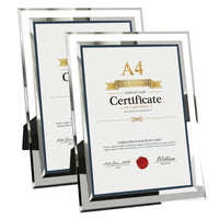 1 x RAW Customer Returns Houstimi 2 Pack Silver A4 Picture Frame Certificate Frame 21x29.7cm Glass Document Frame Diploma Graduation Poster Frame Photo Display Stand for Table Top - RRP €26.47