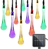 1 x RAW Customer Returns LooHome Homey-Decor Solar String Lights Raindrop 30 LED Colorful Outdoor 8 Modes IP65 Waterproof Decoration for Garden Trees Patio Party Colorful Raindrops - RRP €18.98