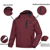 1 x RAW Customer Returns SwissWell Men s Outdoor Jacket Winter Waterproof Ski Jacket Fleece Lining Functional Jacket with Zip Pocket Red Wine L  - RRP €73.99