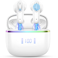 1 x RAW Customer Returns ROMOKE Bluetooth 5.3 Headphones In Ear Wireless with 40 hours Hi-Fi Stereo, 4 ENC Microphone Wireless Earbud, IP7 Waterproof, Touch Control, LED Display, USB-C Fast Charging Earbuds - RRP €23.99