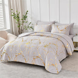 1 x RAW Customer Returns Freyamy bed linen 220x240cm 3-piece light grey gold marble glitter pattern bedding sets brushed microfiber soft reversible bed linen luxury duvet cover with zipper and 2 pillowcases 80x80cm - RRP €46.37