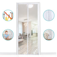 1 x RAW Customer Returns HOOMEE Mosquito Net for Door, Magnetic Curtain for Balcony or Terrace Doors, Fabric with Strong Magnets for Self-Closing, Easy Installation without Drilling 120x220CM, White  - RRP €17.99