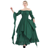 1 x RAW Customer Returns Fiamll Women s Steampunk Victorian Off Shoulder Medieval Maxi Dress Ladies Renaissance Cosplay Halloween Costume Green S M  - RRP €56.46