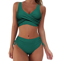 1 x RAW Customer Returns Jarseila Women s Push Up Bikini Set Crossover Bikini Two Piece Swimsuit Sexy V Neck Bikini High Waist Swimwear Green XL - RRP €36.99