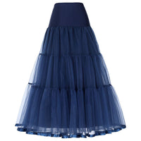 1 x RAW Customer Returns Linghe 50s Long Petticoat Ruffled Crinoline Vintage Wedding Bridal Petticoat for Wedding Dresses Underskirt Rockabilly Tutu Skirt Navy Blue, M  - RRP €23.89