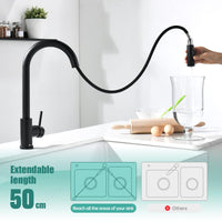 1 x RAW Customer Returns APPASO Kitchen Faucet, High Pressure Kitchen Faucet with Extendable Shower, 360 Swivel Stainless Steel Sink Faucet for Kitchen Sink, Hot Cold Available, Black Matt 2 Spray Modes - RRP €50.4