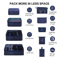 1 x RAW Customer Returns OSDUE Suitcase Organizer Set 9 Pieces, Packing Cubes, Waterproof Travel Clothes Bags, Packing Bags for Suitcases, Packing Cubes with Cosmetic Bag, Digital Bag, USB Cable Bag Navy Blue  - RRP €18.14