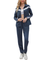 1 x RAW Customer Returns Terecey Women s 2 Piece Tracksuit Complete, Long Sleeve Sports Suit Set Women s Winter Tracksuit with Zipper Sweatshirt and Long Pants Navy Blue, M  - RRP €35.69