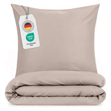 1 x RAW Customer Returns Blumtal duvet cover 200 x 200 cm made of microfibre with 2 pillowcases 65 x 65 cm - bed linen 200 x 200 cm, double bed for mattresses 140 x 190 cm, basic, Oeko-Tex certified, soft, taupe - RRP €49.99