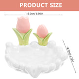 3 x Brand New Alipis Soap Holder Tulip Soap Dish Made of Ceramic Shower Soap Holder Ceramic Sponge Holder Necklace Organizer Bathroom Soap Dish Soap Saver Scrubber Jewelry The Flowers White - RRP €77.67