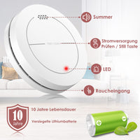 1 x RAW Customer Returns Safeliveo smoke detector without flashing LED, with 10 year battery, mute function, 85 dB photoelectric smoke detector with adhesive pads, standalone flat fire detector for fire protection at home 1 piece - RRP €14.94