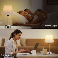 1 x RAW Customer Returns Kakanuo Bedside Lamp Touch Dimmable Set of 2, Table Lamp with Charging Function USB A C Ports Sockets, Gray Lampshade, Small Lamp for Bedside Table Bedroom Living Room Baby Room Office - RRP €60.49