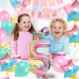 5 x Brand New iWheat Balloon 21st Birthday Pink, Decoration 21st Birthday Girl, Birthday Decoration 21 Years Girl, Giant Foil Balloon Number 21, Happy Birthday Banner Colorful Foil Balloon Number 21 for Children Girls - RRP €40.25