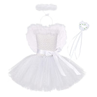 1 x RAW Customer Returns IBTOM CASTLE Angel Costume Children, Girls Angel and Devil Angel Wings Costume Tutu Dress with Angle Halo Headband Angel Wings Set for Carnival Halloween Christmas Carnival White 7-8 Years - RRP €38.05