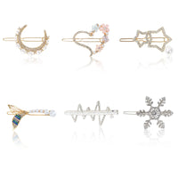 4 x Brand New Hair Clips Women No, 6 Pieces Pearl Star Hair Clip Hair Accessories Elegant Hairpins Hair Head Clips Rhinestone Hairpins for Women Girls - RRP €72.0