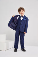 1 x RAW Customer Returns LOLANTA Boys Tuxedo Black Boys Suit,Page Boy Suits Boys Wedding Fits 152-158, Navy, Label Size 150  - RRP €52.87