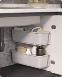 1 x RAW Customer Returns Baffect 2 Pieces Sliding Basket Cabinet Organizer, Pull Out Under Sink Drawers Closet Organizers Wall Mounted Sliding Storage Baskets Grey  - RRP €26.97