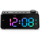 1 x RAW Customer Returns ANJANK Digital Alarm Clock with Radio, 6.5 Large Colorful Display for Kids, Teens, Day Weekend Dual Alarm, 0-100 Brightness Dimmable, Bedside Alarm Clock with USB Charging Port - RRP €26.62