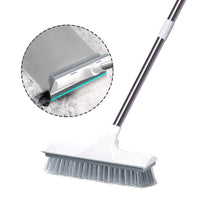 1 x RAW Customer Returns in 1 scrubber with water squeegee, adjustable handle scrubbing brush with hard bristles, street broom for cleaning terrace, tiles, bathroom, bath, pool and patio - RRP €16.13