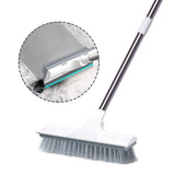 1 x RAW Customer Returns 2 in 1 scrubber with water squeegee, adjustable handle scrubbing brush with hard bristles, street broom for cleaning terrace, tiles, bathroom, bath, pool and patio - RRP €16.13