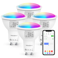 1 x RAW Customer Returns VOCOlinc GU10 WLAN Smart Light Bulb, RGBW LED Lamp Compatible with Apple HomeKit, Alexa and Google Assistant, Smart Bulbs Dimmable via App or Voice, 4.5W 50W, 2200K 7000K Warm Cold White, 4 Pack - RRP €49.99