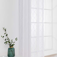 1 x RAW Customer Returns MIULEE Set of 2 Voile Morocco Curtains Sheer with Eyelets Transparent Look Curtains Eyelet Curtain Living Room Window Curtain Airy Translucent Decorative Curtain for Bedroom 260 x 140 cm H x W  - RRP €28.79