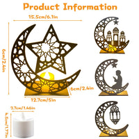 5 x Brand New XEERUN Ramadan Decoration LED Lamp, 4 Pieces Eid Mubarak Table Decoration Night Lights, Wooden LED Lamp Moon Star Lantern Eid Mubarak Decoration for Home, Ramadan Ornaments, Eid Gifts - RRP €102.0