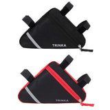 2 x RAW Customer Returns Aiqeer 2 Pieces Bicycle Triangle Bag, Bike Front Frame Triangle, Waterproof Nylon, with Reflective Strip Red Black  - RRP €18.76