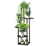 1 x RAW Customer Returns VASZOLA 5-Tier Wooden Flower Rack Plant Rack, Multi-Tier Flower Stand Plant Stand Flower Bench Flower Stairs Plant Stairs Standing Shelf for Indoor Garden Balcony Decoration Black Oak  - RRP €49.79