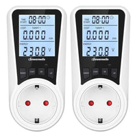 1 x RAW Customer Returns DEWENWILS Electricity meter for socket, dual rate electricity meter, power consumption meter with LCD screen backlight, overload protection and child lock, 16A 3680W, 2PACK - RRP €17.14