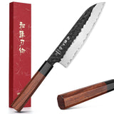 1 x RAW Customer Returns HEZHEN 18.5cm Santoku Knife, Clad Steel Chef Knife, Forged Japanese Style Gyuto Knife, Octagonal Wooden Handle - RRP €65.99