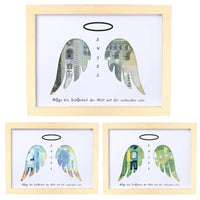 40 x Brand New Finabol Baptism Gifts for Girls Personalized Money Gift Wings Boys Communion Confirmation Money Gift Ready Framed for Real Wood Wooden Frame Picture Frame DIN A5 Angel Natural  - RRP €816.0