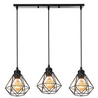 1 x RAW Customer Returns TOKIUS Industrial Pendant Light Metal 3 Lights E27 Ceiling Lamp Cage Shape Indoor Ceiling Lights For Kitchen Bedroom Dining Room - RRP €47.24