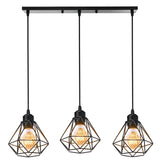 1 x RAW Customer Returns TOKIUS Industrial Pendant Light Metal 3 Lights E27 Ceiling Lamp Cage Shape Indoor Ceiling Lights For Kitchen Bedroom Dining Room - RRP €47.24