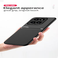 1 x Brand New SEIAIYG Case for Xiaomi 14 Cover, Premium PU Ultra Thin Magnetic Suction Dustproof Anti-Slip Case, Oblique Line Design Black  - RRP €20.4