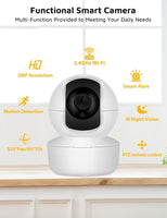 1 x RAW Customer Returns ANBIUX 4MP Indoor Wi-Fi Camera, 360 Rotating Surveillance Camera with AI Human Detection, Two-Way Audio, Night Vision, 2.4Ghz, Compatible with Alexa - RRP €19.67