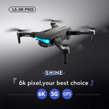 1 x RAW Customer Returns Goolsky Drone with Camera 6K LS-38 GPS 5G Wifi EIS Brushless Motor Anti-Shake Gimbal Video Aerial FPV Quadcopter Smart Follow Mode Gifts for Kids Adults Backpack Package 2 Battery - RRP €125.99