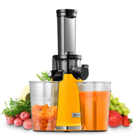 1 x RAW Customer Returns Juicer AOBOSI-Mini slow juicer with reverse masticating function-electric juicer with brush and 2 cups-multifunctional fruit press-electric fruit press yellow, 45MM  - RRP €79.99