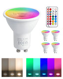 1 x RAW Customer Returns REYLAX 5W GU10 Colored LED Bulbs, RGB Warm White Dimmable Bulb with Remote Control, 12 Color RGBW LED Spotlights, AC 85-265V, Memory and Synchronization Function Pack of 4  - RRP €22.99