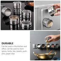 1 x RAW Customer Returns SOLUSTRE 8 Pieces Magnets Spice Jars Stainless Steel Storage Spice Container Clear Top Lid Spice Shaker Organizer with Sticker For Refrigerator Grill Silver - RRP €35.91